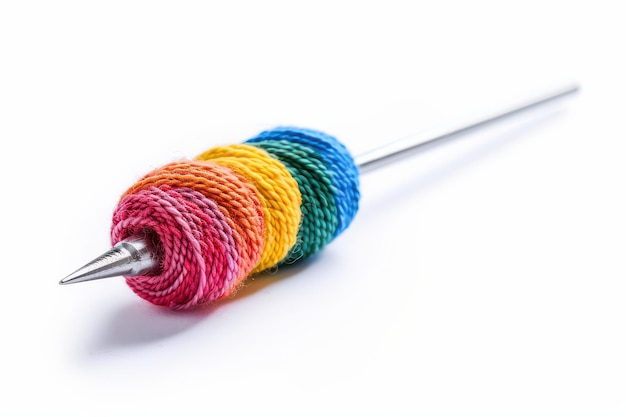 Kolorowe nici i igła do wyszywania